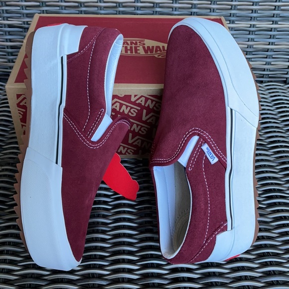 Vans Classic Slip-On Stacked Platform Suede Pomegranate/True White WMNS - Picture 12 of 16
